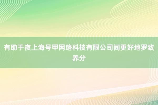 有助于夜上海号甲网络科技有限公司间更好地罗致养分